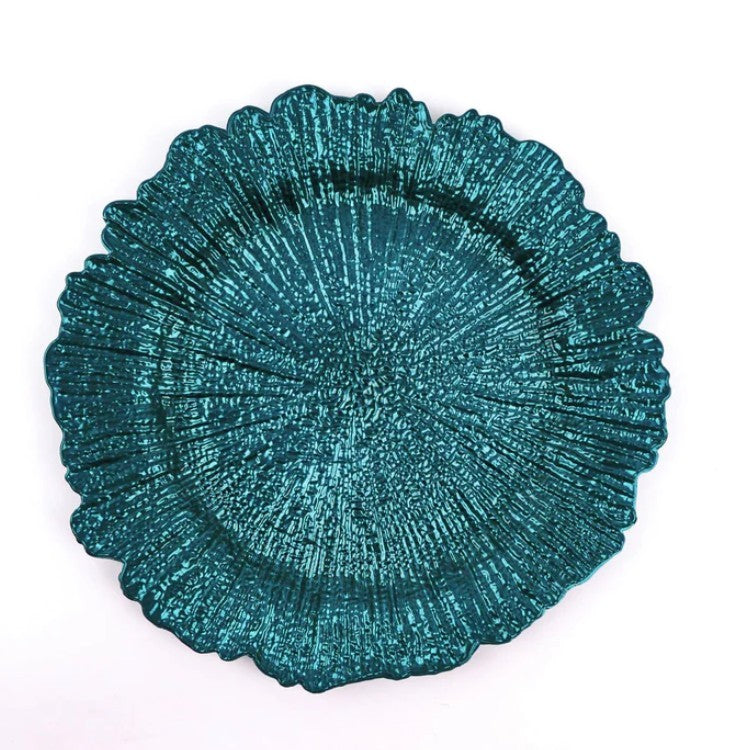 Teal reef charger wedding decor rental in panama city beach