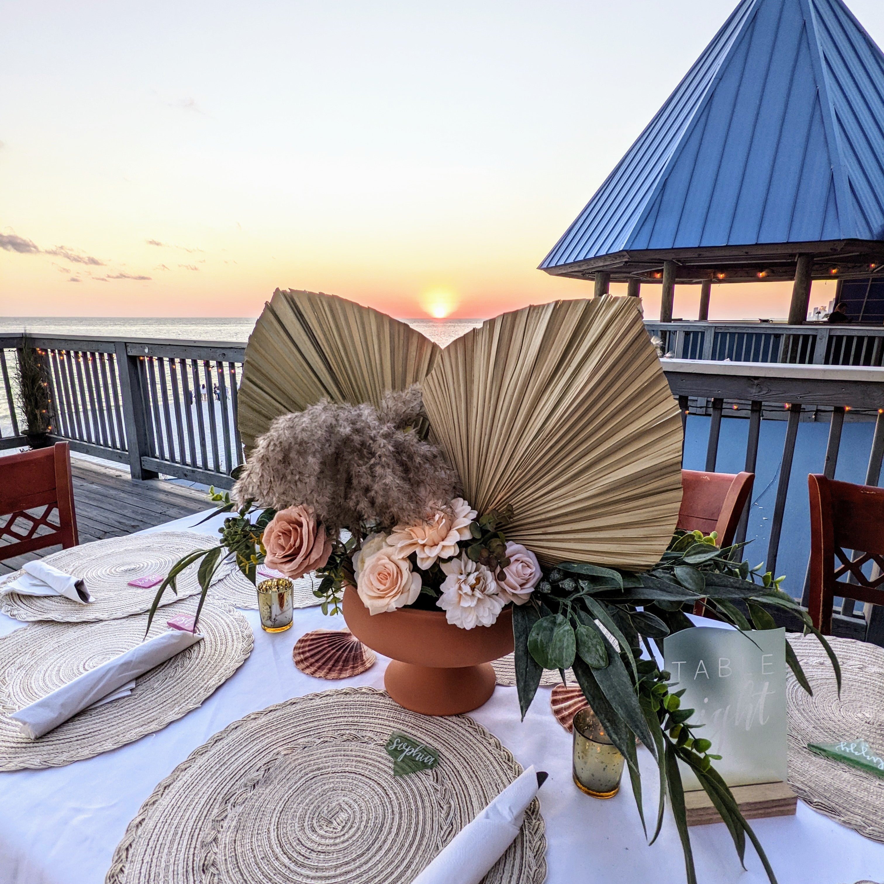 terracotta compote vase centerpiece panama city beach wedding boho
