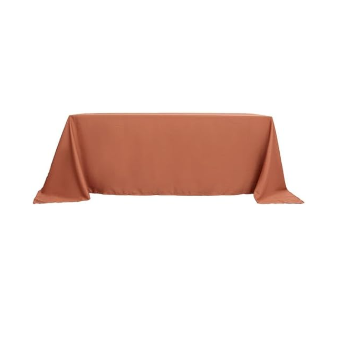 Tablecloth polyester rectangle terracotta commercial grade wedding party event rental panama city beach