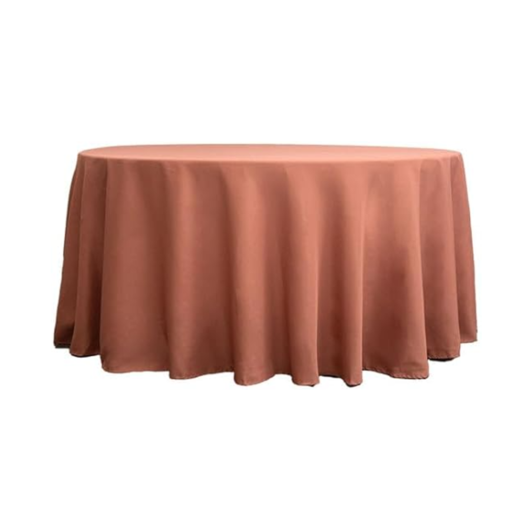 Tablecloth polyester round terracotta commercial grade wedding party event rental panama city beach