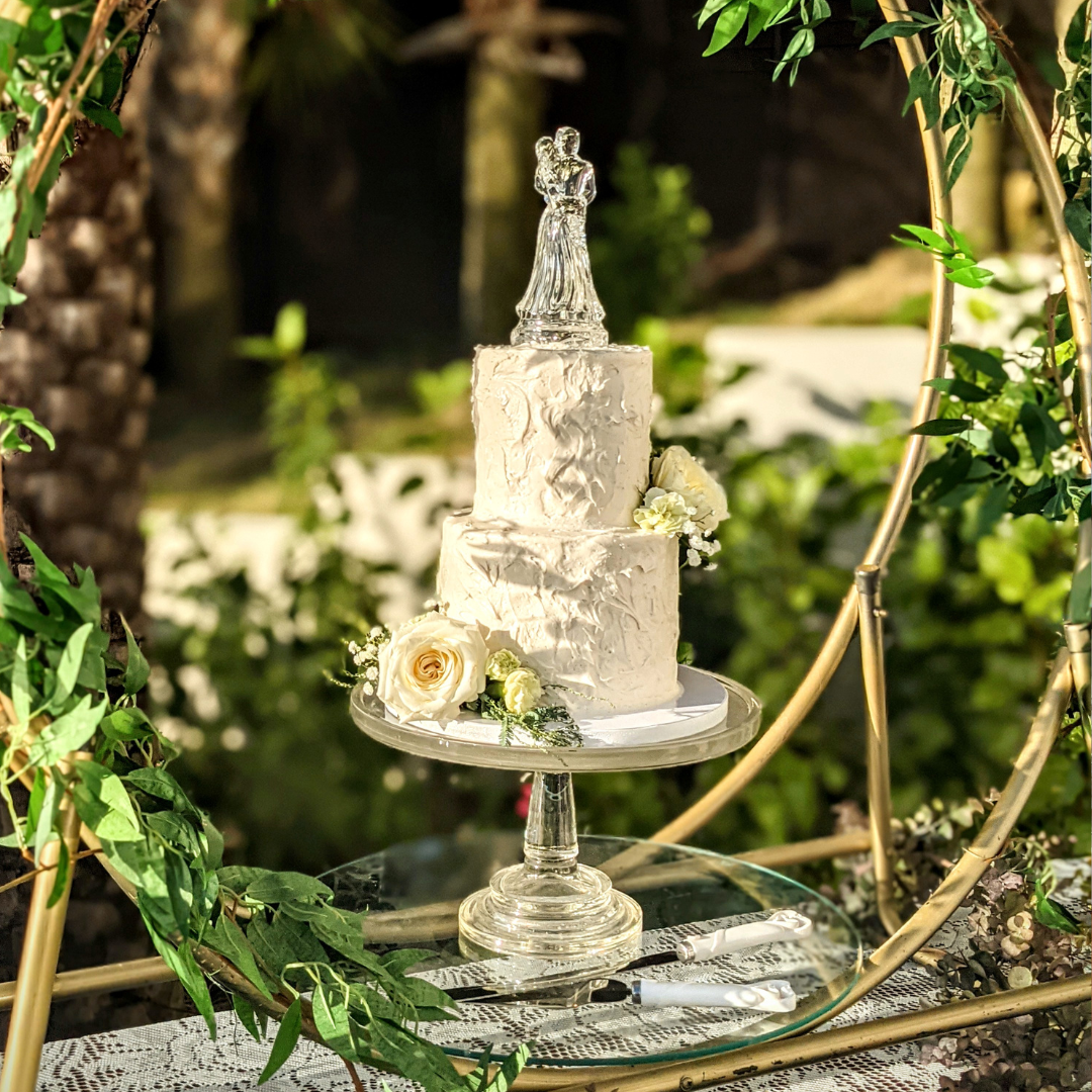 boho textured buttercream wedding cake in panama city beach wedding cake baker
