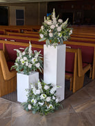 white pillar floral aisle entry marker rental panama city beach