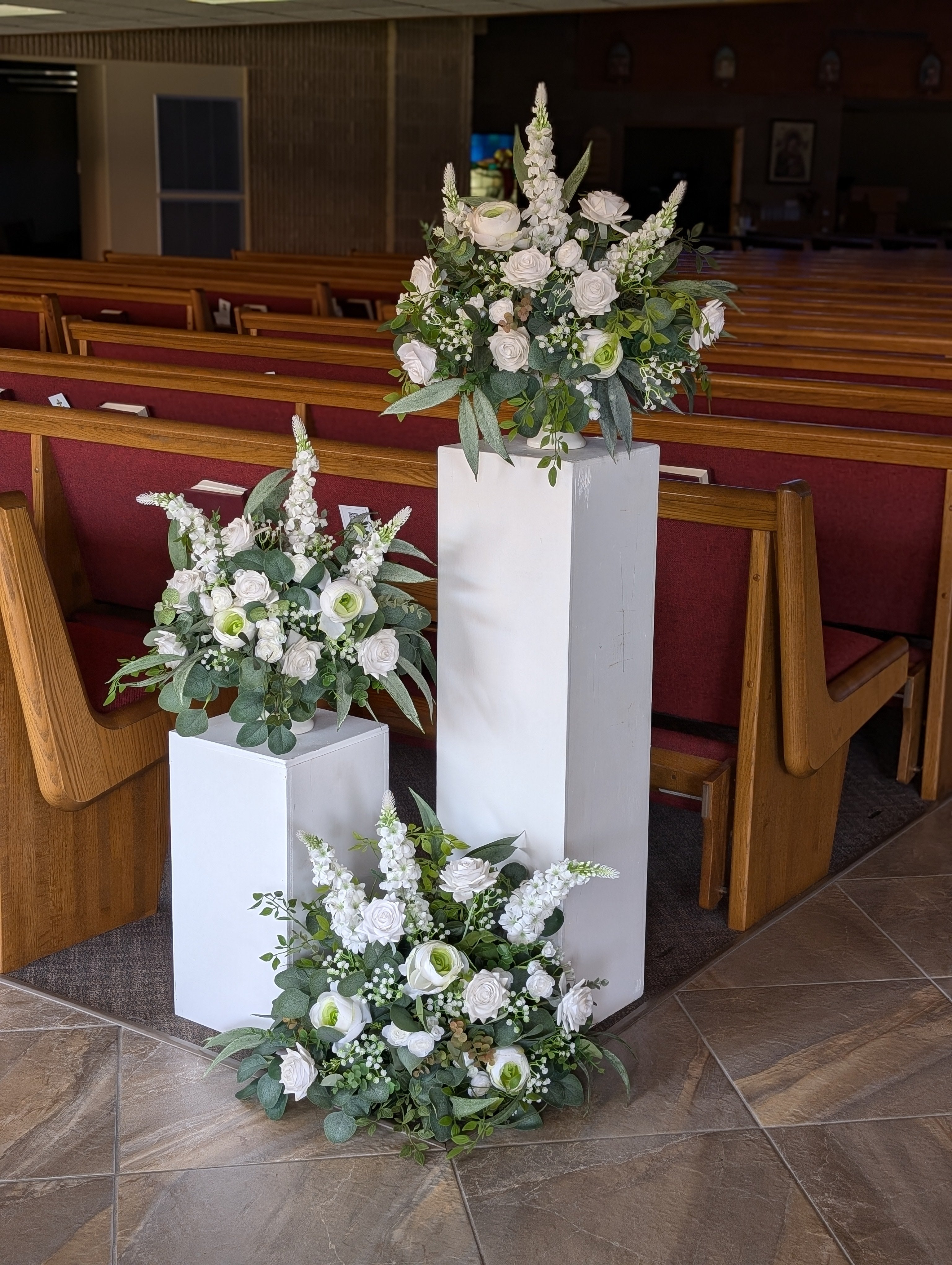 white pillar floral aisle entry marker rental panama city beach