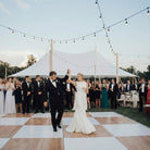 White and oak checkered dance floor rental 30A.