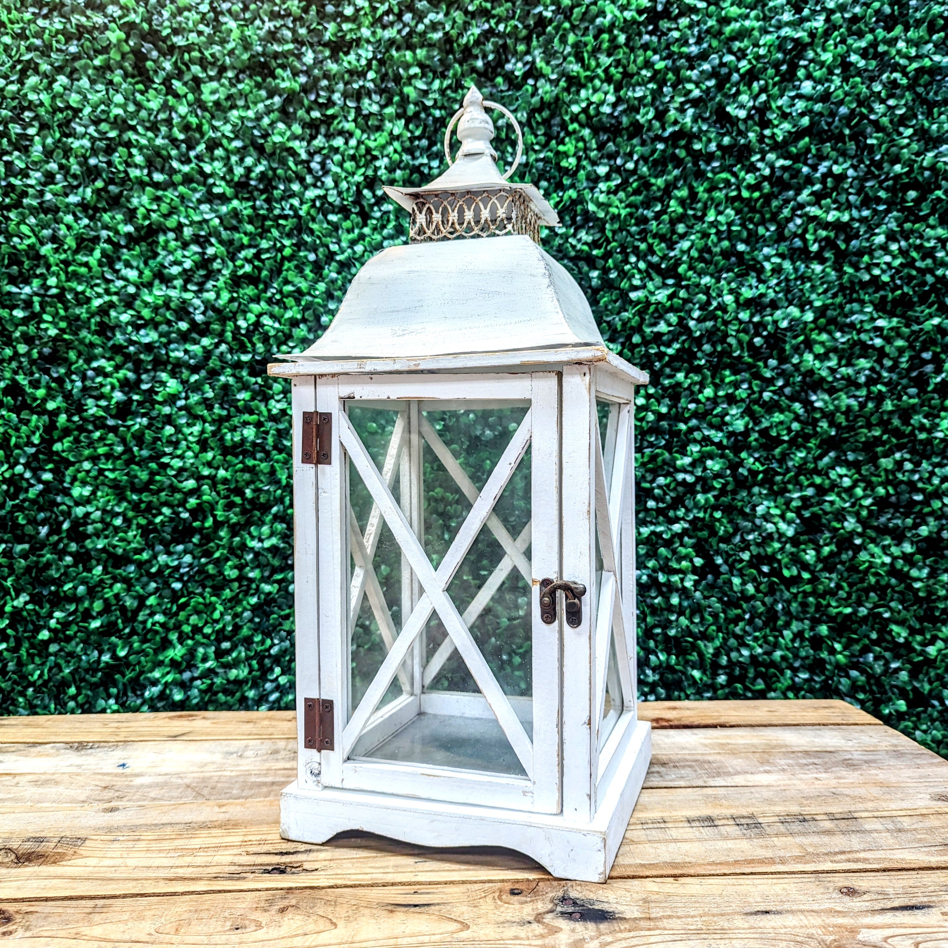 white rustic lantern rental for weddings and parties in panama city beach florida