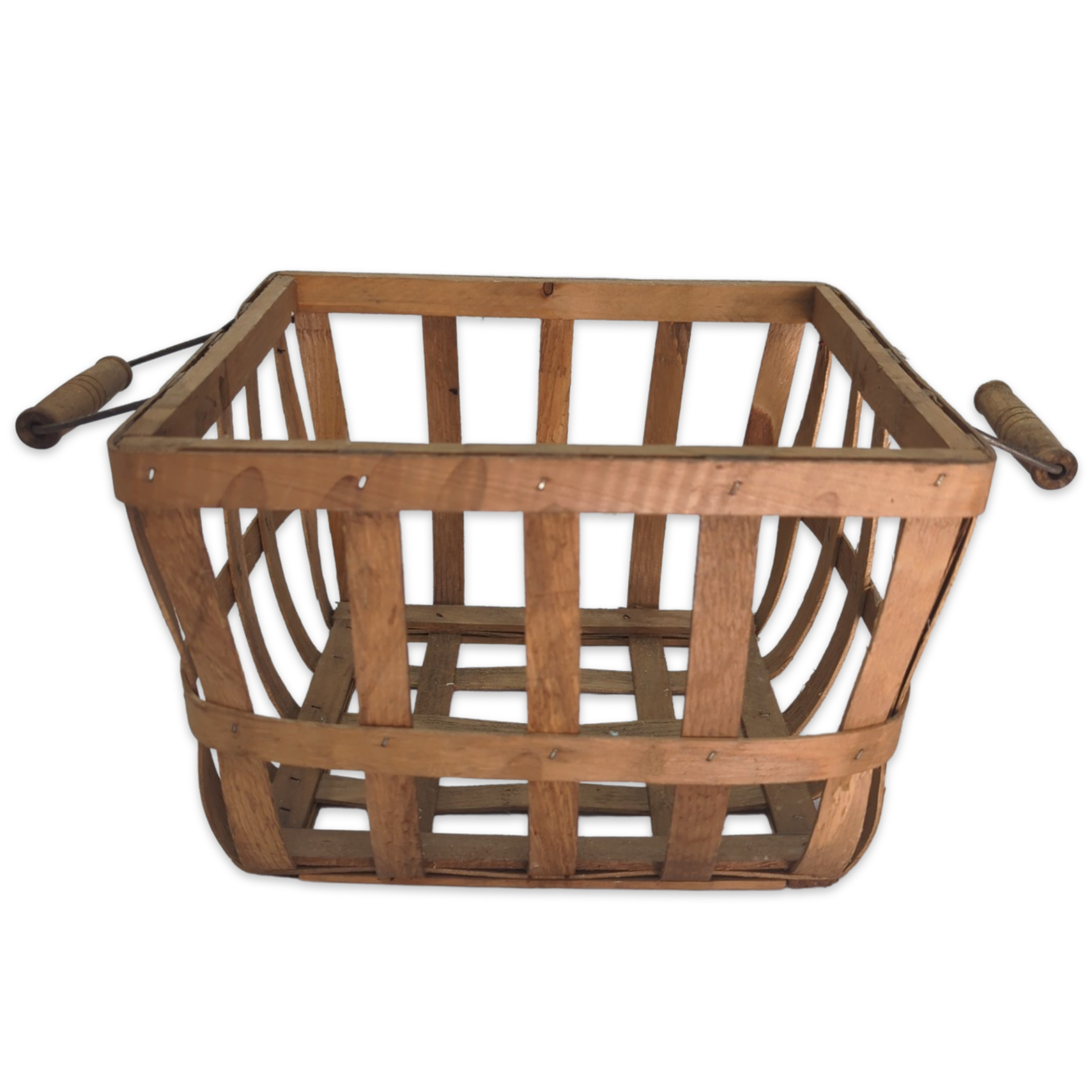 wooden basket crate handles wedding party picnic event decor 