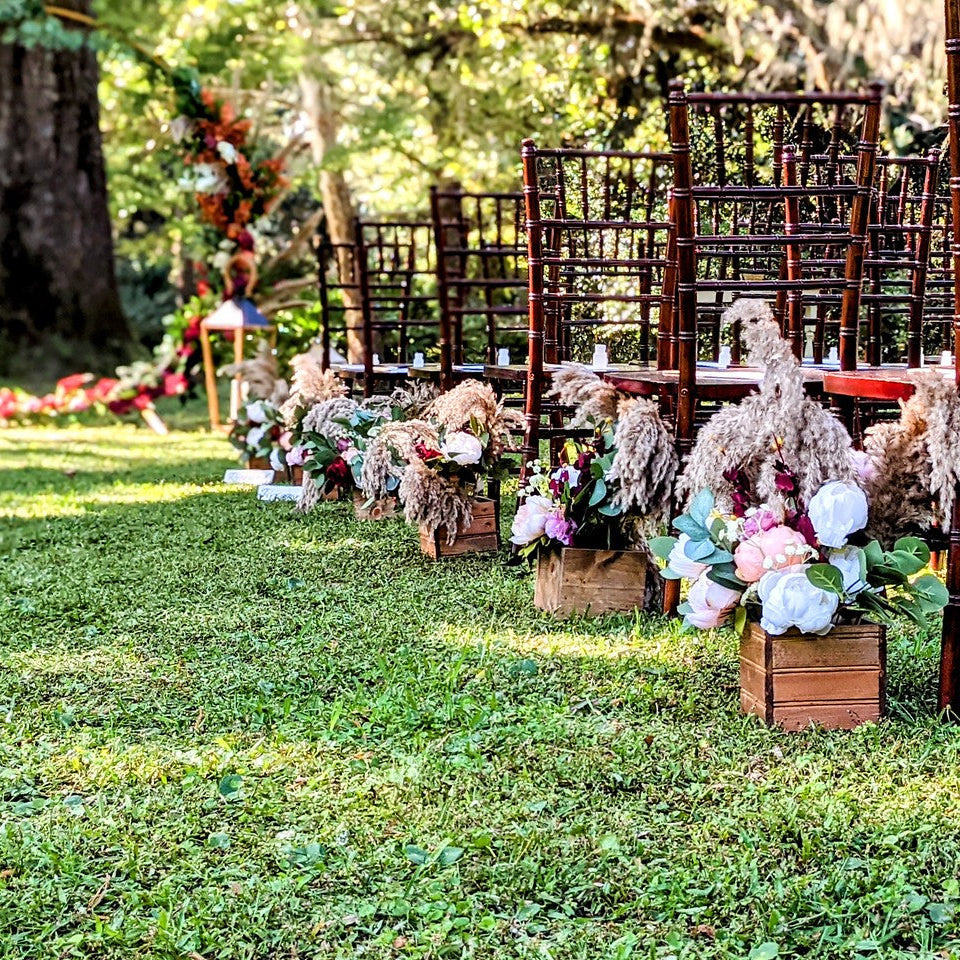 wooden floral box aisle marker rental