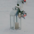Distressed White Metal Lantern Aisle Marker - The Wedding Shop