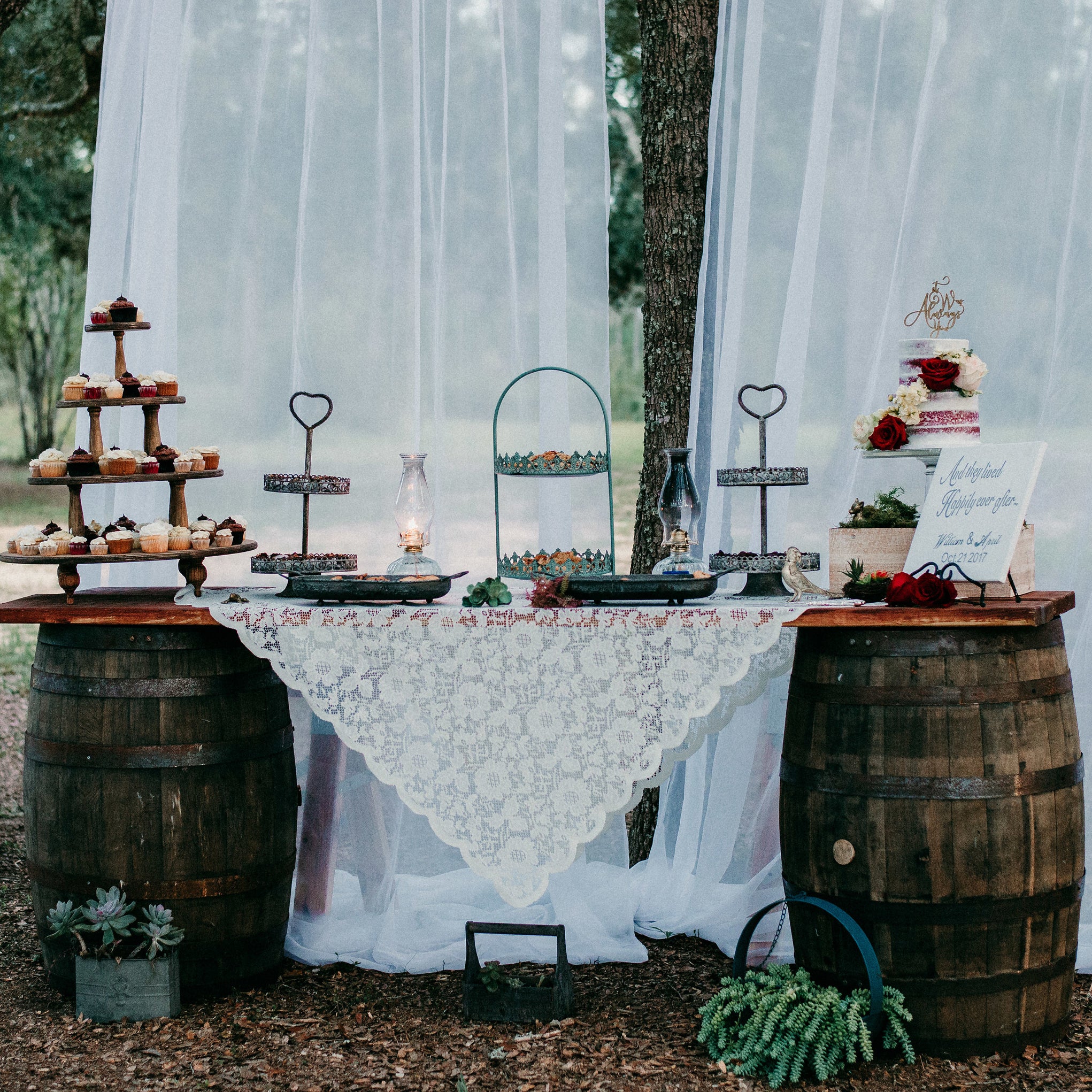 Double Barrel Plank Table - The Wedding Shop