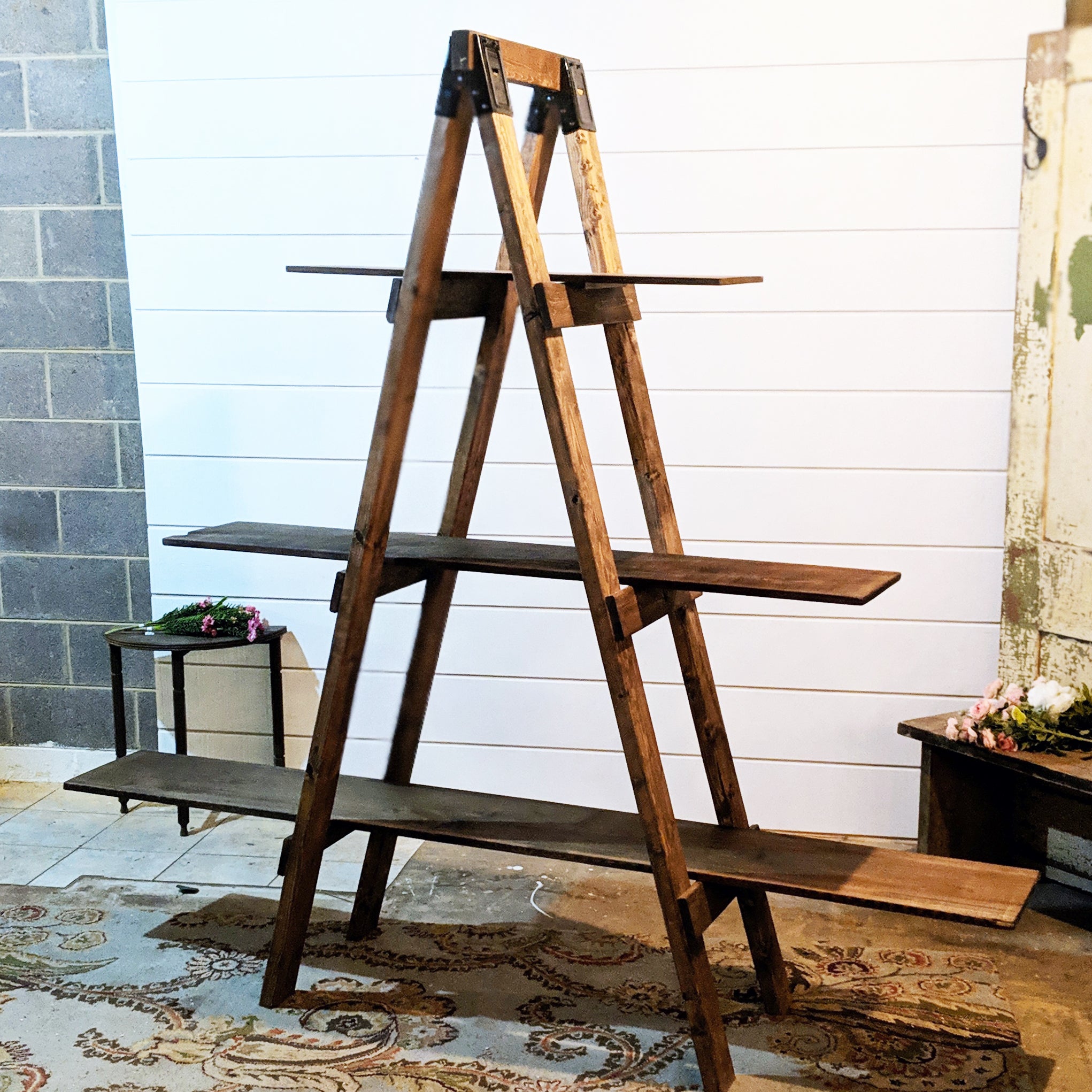 Small wooden deals ladder shelf