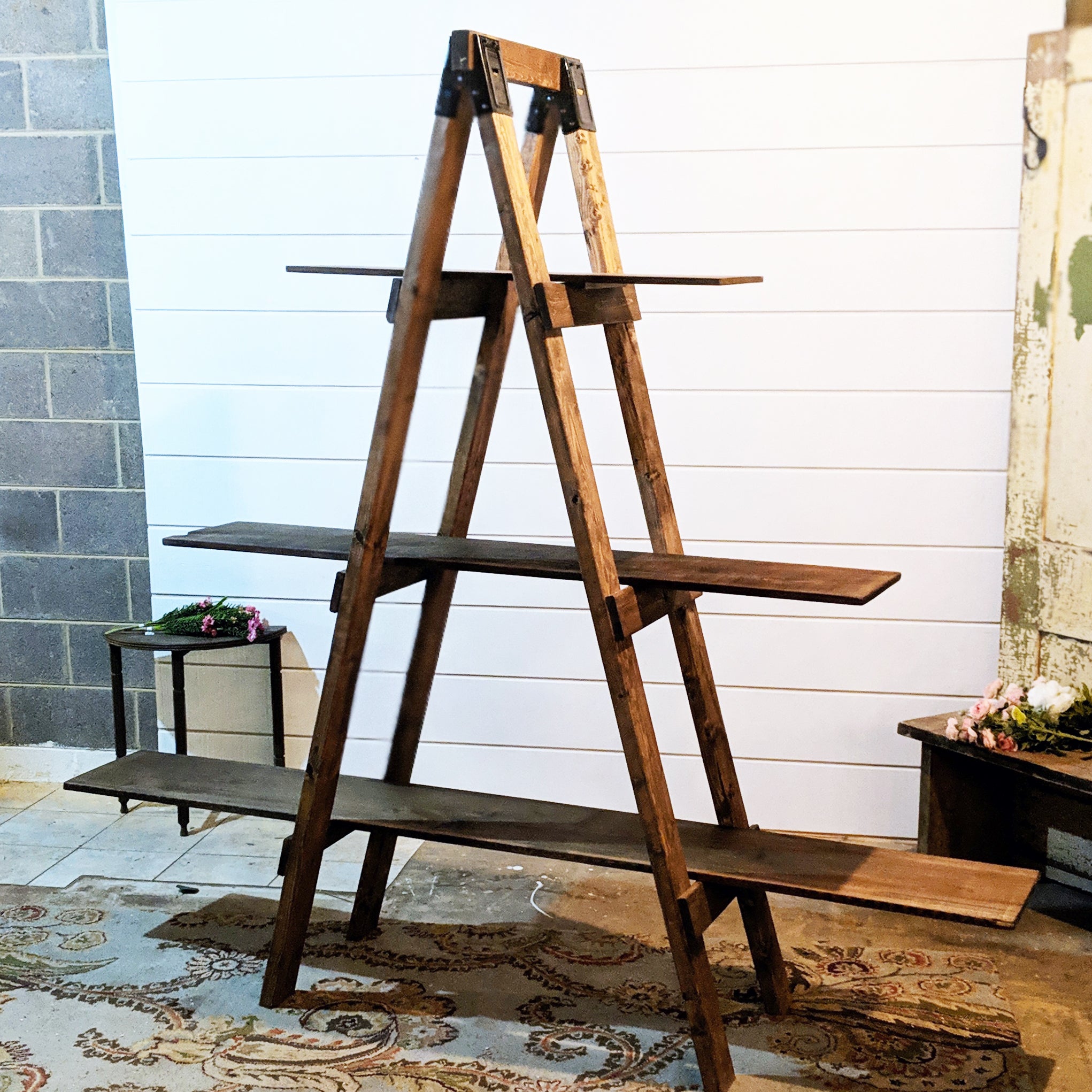 Wood Ladder Display Shelf - The Wedding Shop